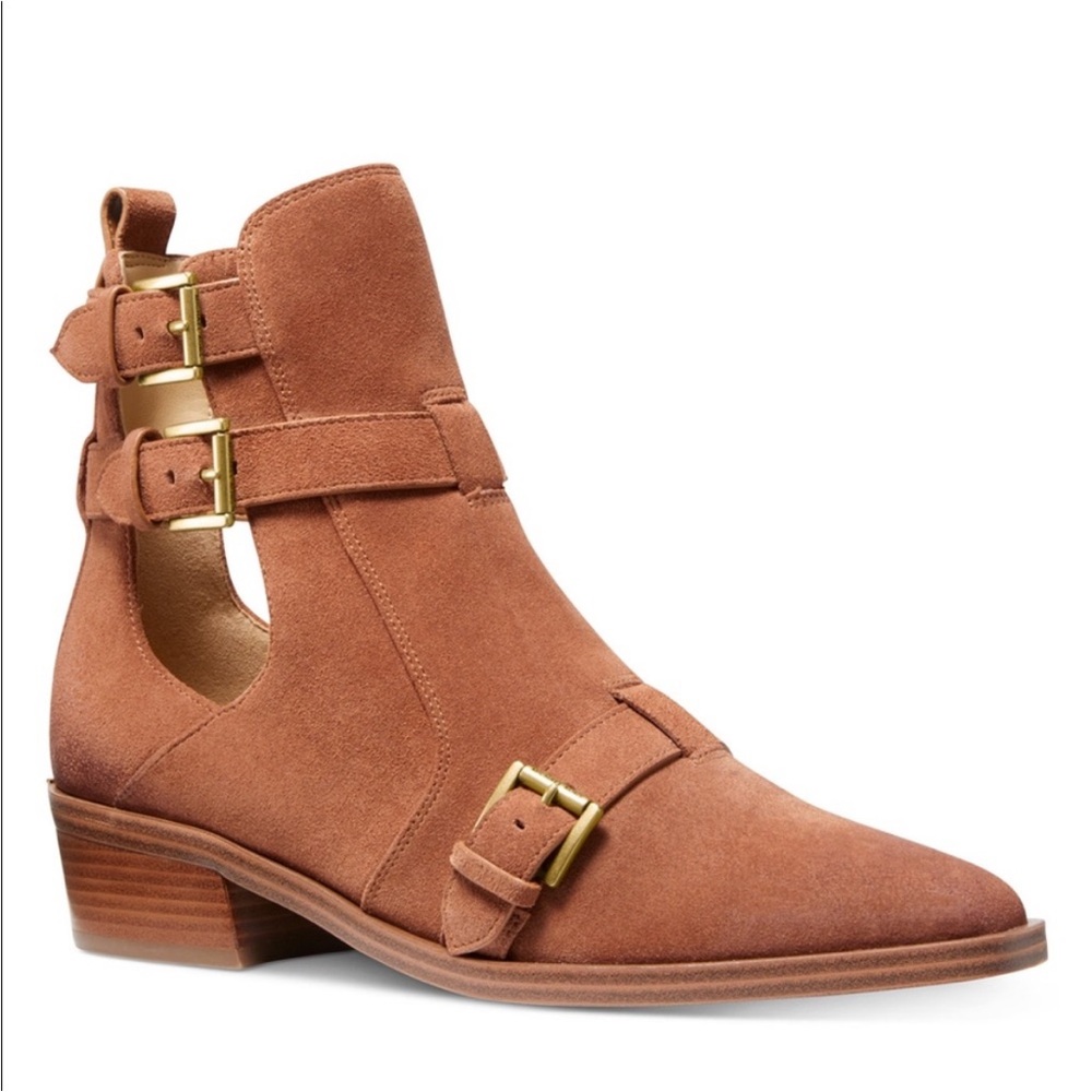 Michael Kors Radley Suede Ankle Booties Luggage Brown Size 7M